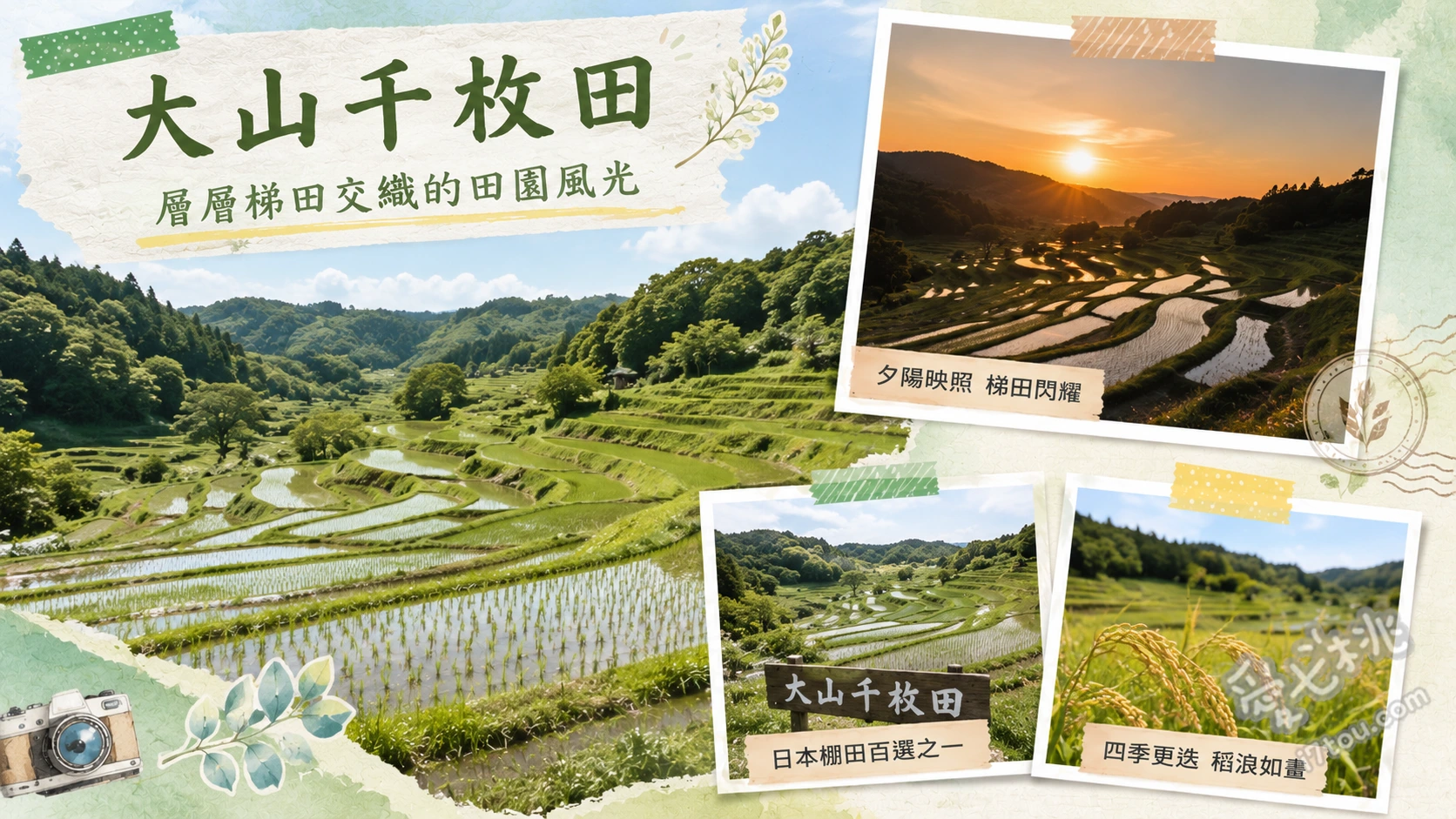 大山千枚田｜東京近郊絕美秘境，千葉鴨川日本百選梯田 375塊階梯狀天水田絕景、秋冬限定「梯田之光」LED點燈、梯田觀景台日出與夕陽