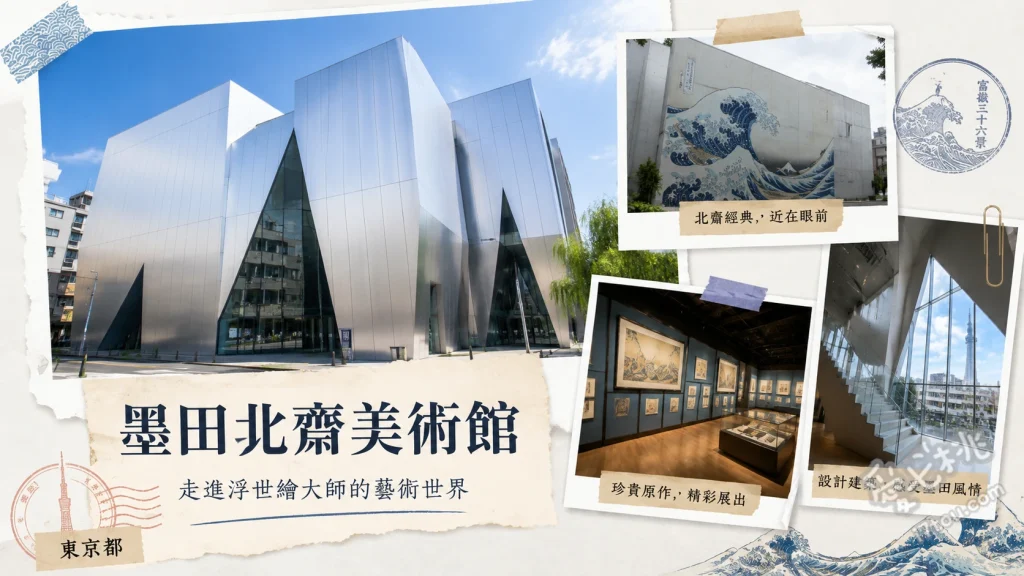 東京景點推薦｜墨田北齋美術館：走進浮世繪大師的藝術殿堂 妹島和世設計的鏡面鋁板前衛建築外觀、84歲葛飾北齋畫室等比例復原模型、高解析度浮世繪複製畫與多國語言互動觸控螢幕