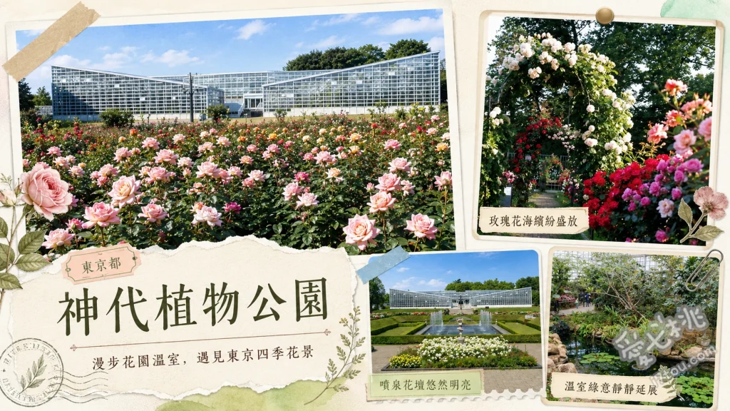 東京調布神代植物公園｜關東最大玫瑰園與絕美玻璃溫室探秘 漫步對稱幾何設計的沉床式玫瑰園、探索大型玻璃溫室的熱帶植物與睡蓮、順遊深大寺城跡與水生植物園