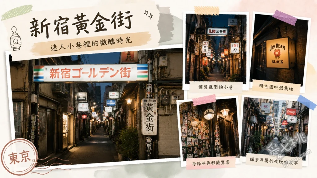 新宿黃金街｜東京深夜食堂發源地，昭和懷舊酒吧巡禮 穿梭於六條狹窄巷弄感受昭和風情、尋找特色迷你酒吧體驗微醺接力、欣賞夜晚霓虹燈與木造長屋交織的復古街景