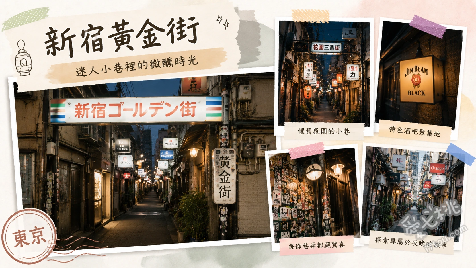 新宿黃金街｜東京深夜食堂發源地，昭和懷舊酒吧巡禮 穿梭於六條狹窄巷弄感受昭和風情、尋找特色迷你酒吧體驗微醺接力、欣賞夜晚霓虹燈與木造長屋交織的復古街景
