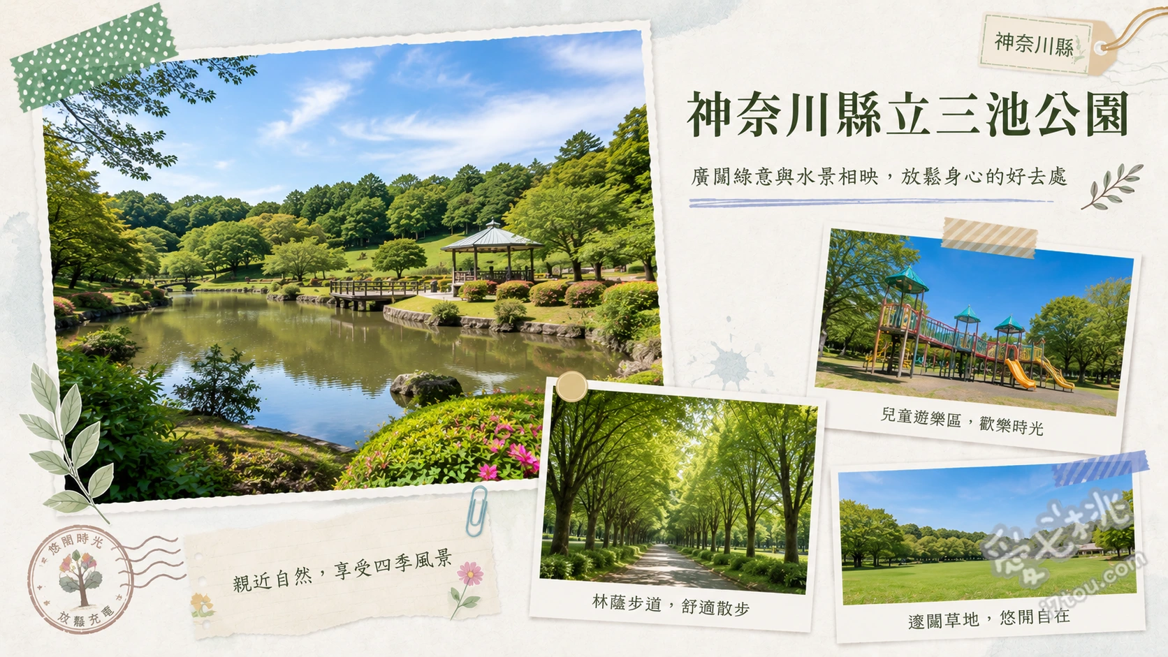 神奈川縣立三池公園|橫濱賞櫻秘境與親子首選 三大池塘櫻花倒影、日韓融合的韓國庭園、兒童專屬大型溜滑梯