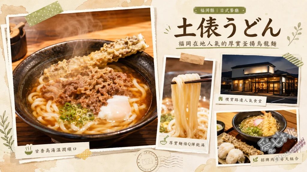 土俵烏龍麵｜福岡大木町必吃極太軟糯烏龍麵與酥脆香菇天婦羅 肉＋香菇天婦羅烏龍麵、三瀨雞肉天婦羅套餐、冬季限定牛腸鍋燒烏龍麵