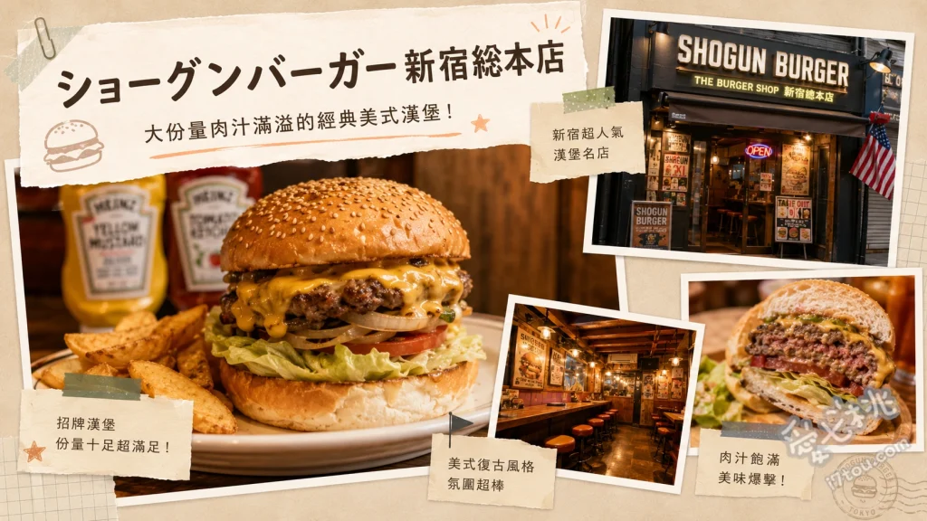 SHOGUN BURGER 新宿店｜日本第一和牛漢堡，歌舞伎町必吃美食 雙層起司漢堡、秋月壽喜燒漢堡、照燒鵝肝漢堡