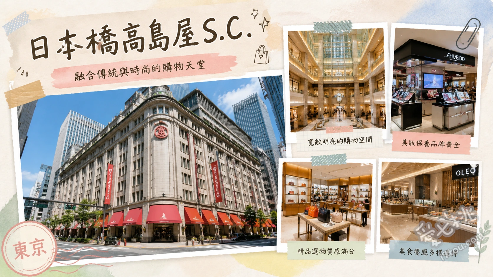 日本橋高島屋S.C.｜東京必逛百年百貨與寶可夢中心 搭乘昭和時代保留至今的手動復古電梯、朝聖東館五樓寶可夢中心DX與巨型卡比獸、欣賞本館一樓天花板的華麗和風雕刻與大理石建築
