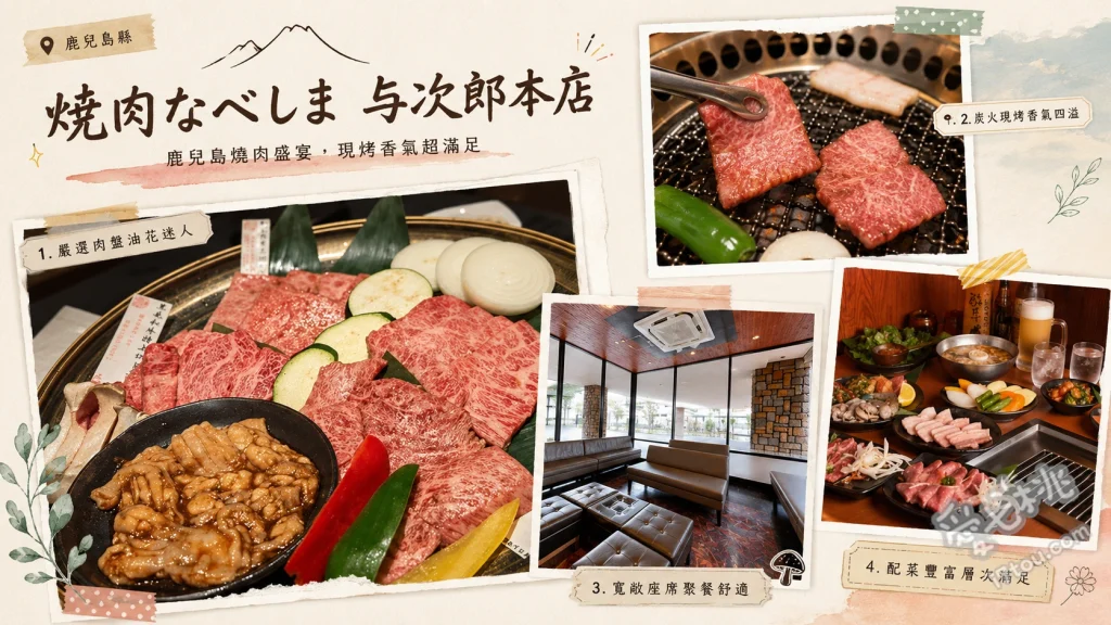 鹿兒島必吃燒肉！焼肉なべしま與次郎本店｜黑毛和牛與超值沙拉吧 黑毛和牛拼盤、厚切牛舌、超值午餐定食