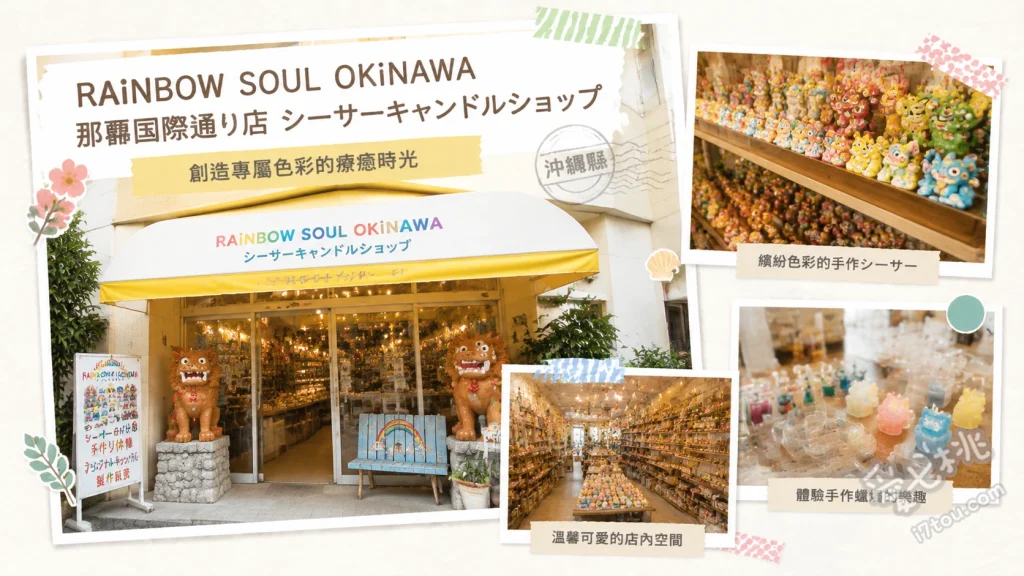 RAiNBOW SOUL OKiNAWA｜那霸國際通高CP值手作體驗 捏塑專屬風獅爺彩色蠟燭、挑選原創設計雙面尼龍購物袋、與色彩繽紛的店內作品拍照打卡