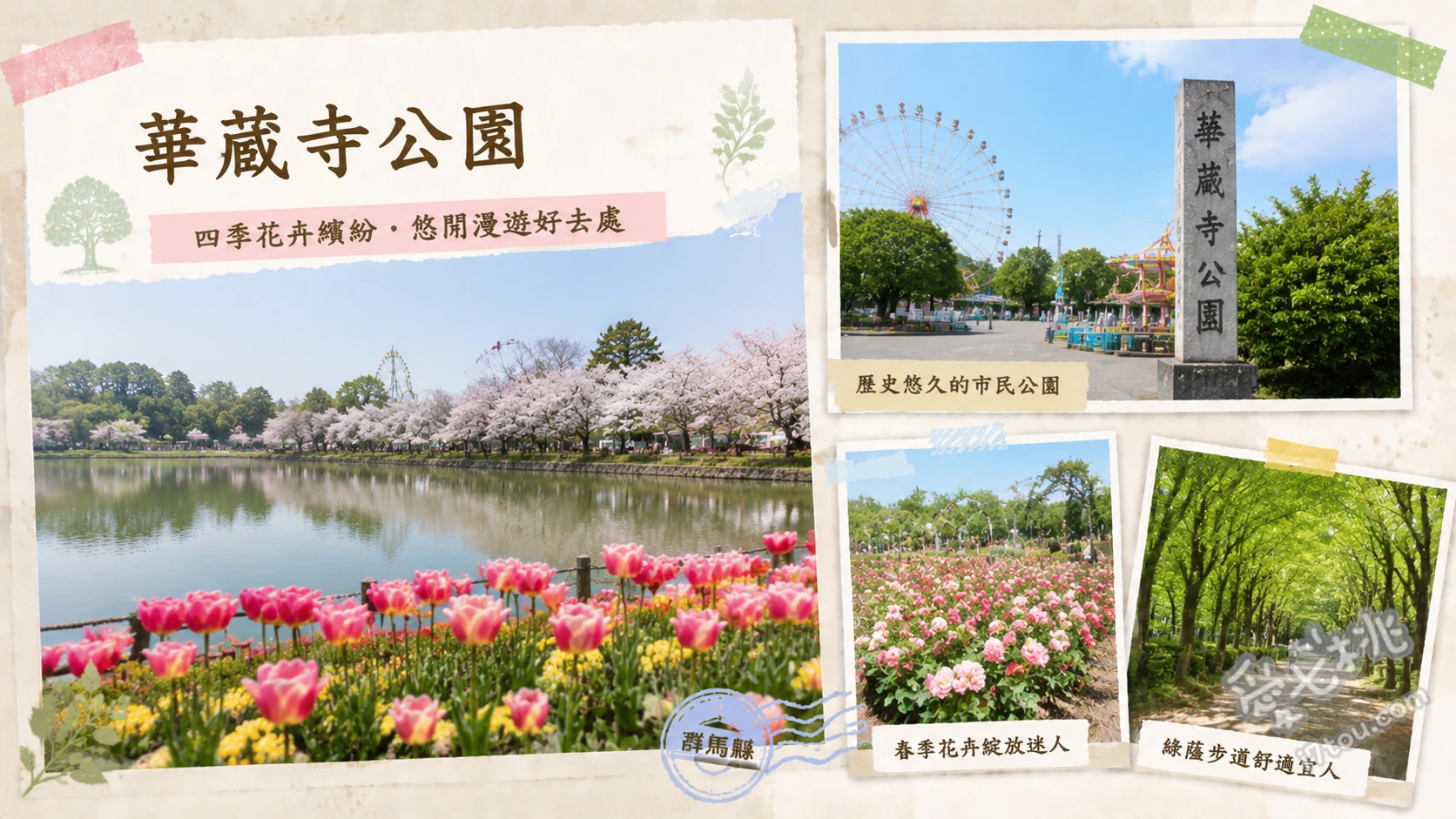 華蔵寺公園｜群馬伊勢崎免門票親子遊樂園與絕美賞櫻名所 昭和風高CP值遊樂園設施、春季染井吉野櫻與夜櫻點燈、秋季菊花展與紅葉散策