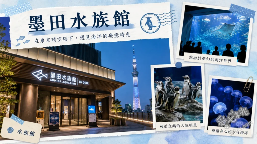 東京晴空塔墨田水族館｜夢幻夜間水族館與企鵝近距離接觸 全日本最大室內開放式企鵝水槽、直徑7公尺的夢幻水母盤「Big Schale」、重現世界自然遺產的「小笠原大水槽」