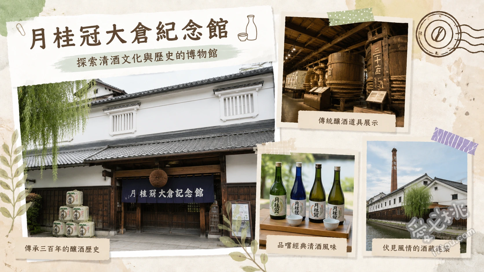 月桂冠大倉紀念館｜京都伏見清酒博物館品飲與百年酒窖體驗 參觀京都市有形民俗文化財的傳統釀酒工具、品嚐釀造月桂冠的伏見名水、憑代幣試飲三款特色清酒或兌換紀念小酒