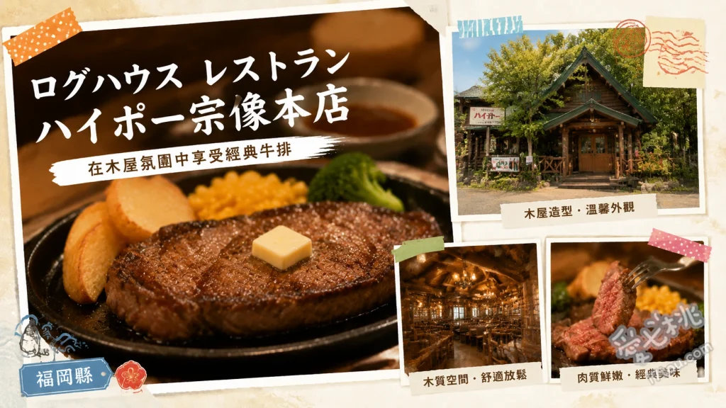 福岡宗像｜ハイポー宗像店：原木小木屋的炭烤牛排與手作漢堡排 鐵板漢堡排套餐、特選牛排套餐、職人手作生火腿拼盤