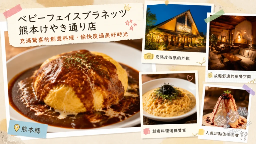 BABY FACE PLANET'S 熊本店｜峇里島風巨無霸相撲蛋包飯 蓬鬆帽子蛋包飯、相撲選手級巨無霸蛋包飯、慢燉牛肉醬義大利麵