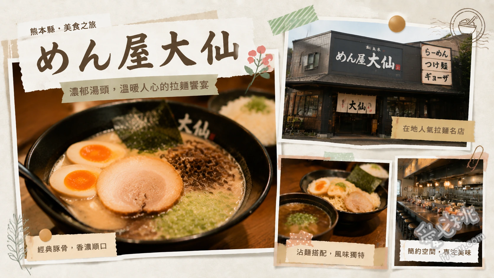 めん屋 大仙｜熊本御船必吃二郎系拉麵與特製油蕎麥麵 特製油蕎麥麵 (特製油そば)、大仙拉麵 (大仙ラーメン)、限定味噌拉麵 (限定味噌ラーメン)