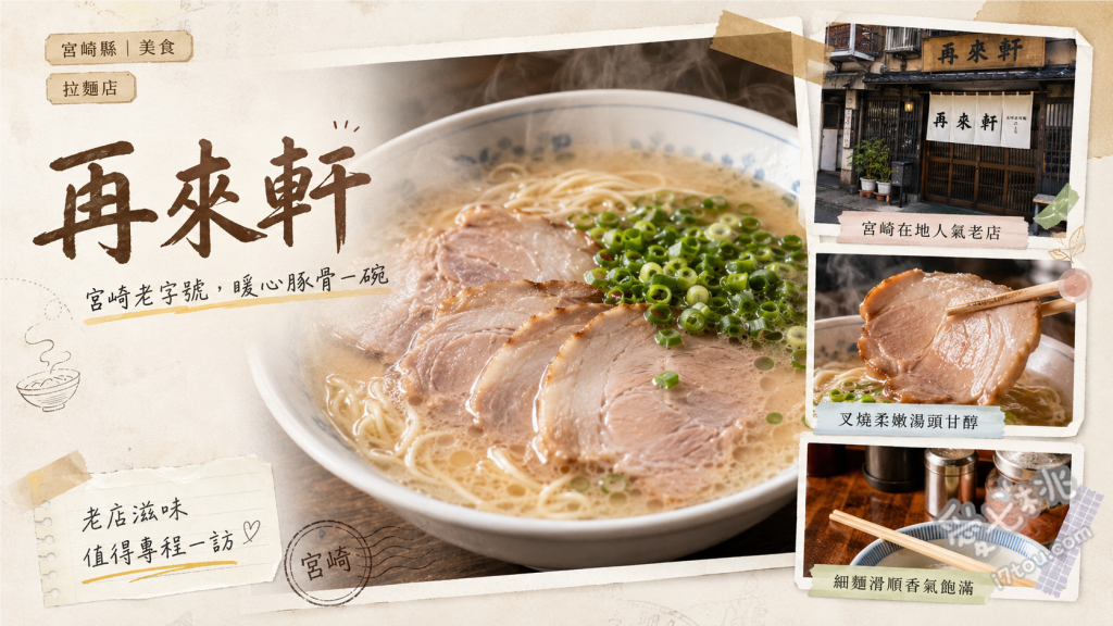 宮崎延岡必吃拉麵再來軒｜六十年老字號殿堂級豚骨拉麵 招牌叉燒拉麵、生蛋豚骨拉麵、原味豚骨拉麵