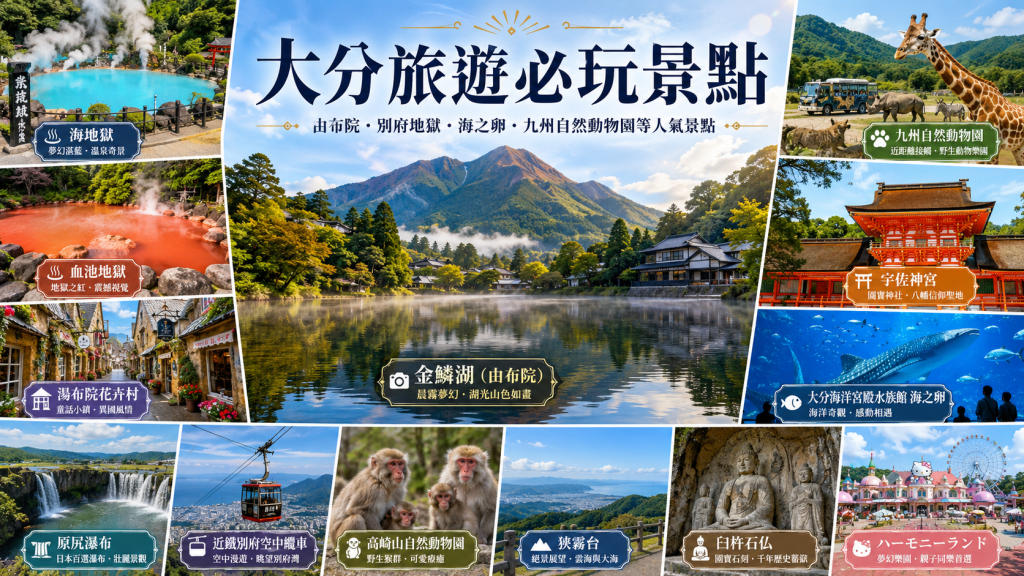 大分景點TOP 10｜別府地獄、由布院金鱗湖、親子溫泉與自駕順遊攻略
