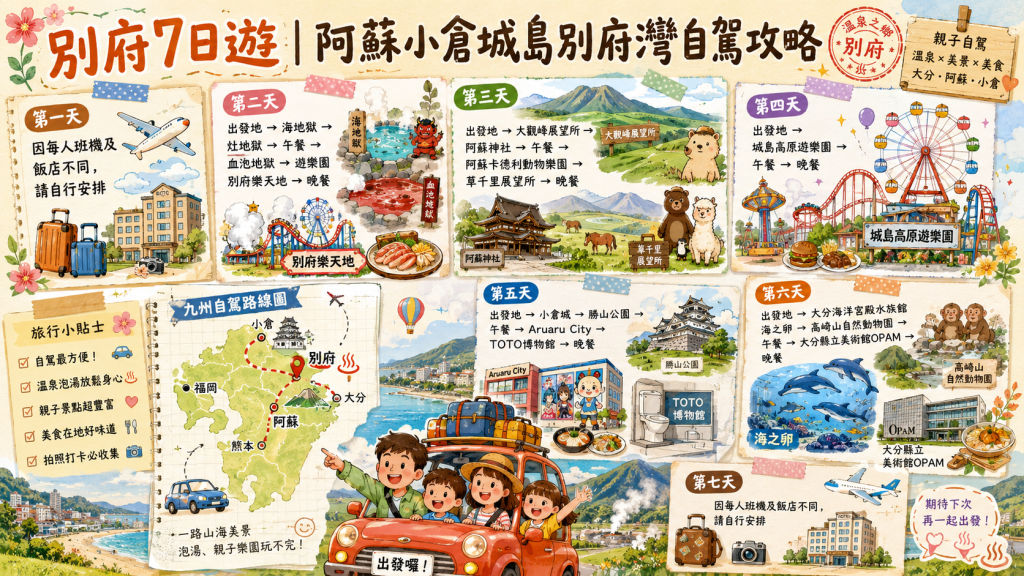 別府7日遊｜阿蘇小倉城島別府灣自駕攻略