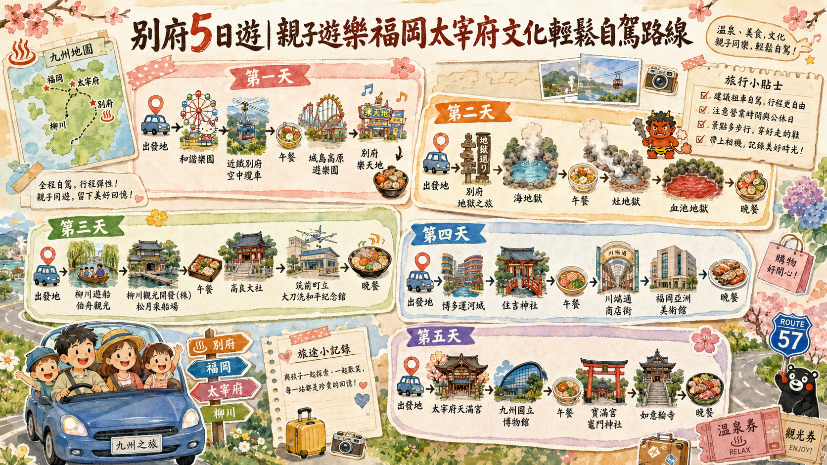 別府5日遊|親子遊樂福岡太宰府文化輕鬆自駕路線