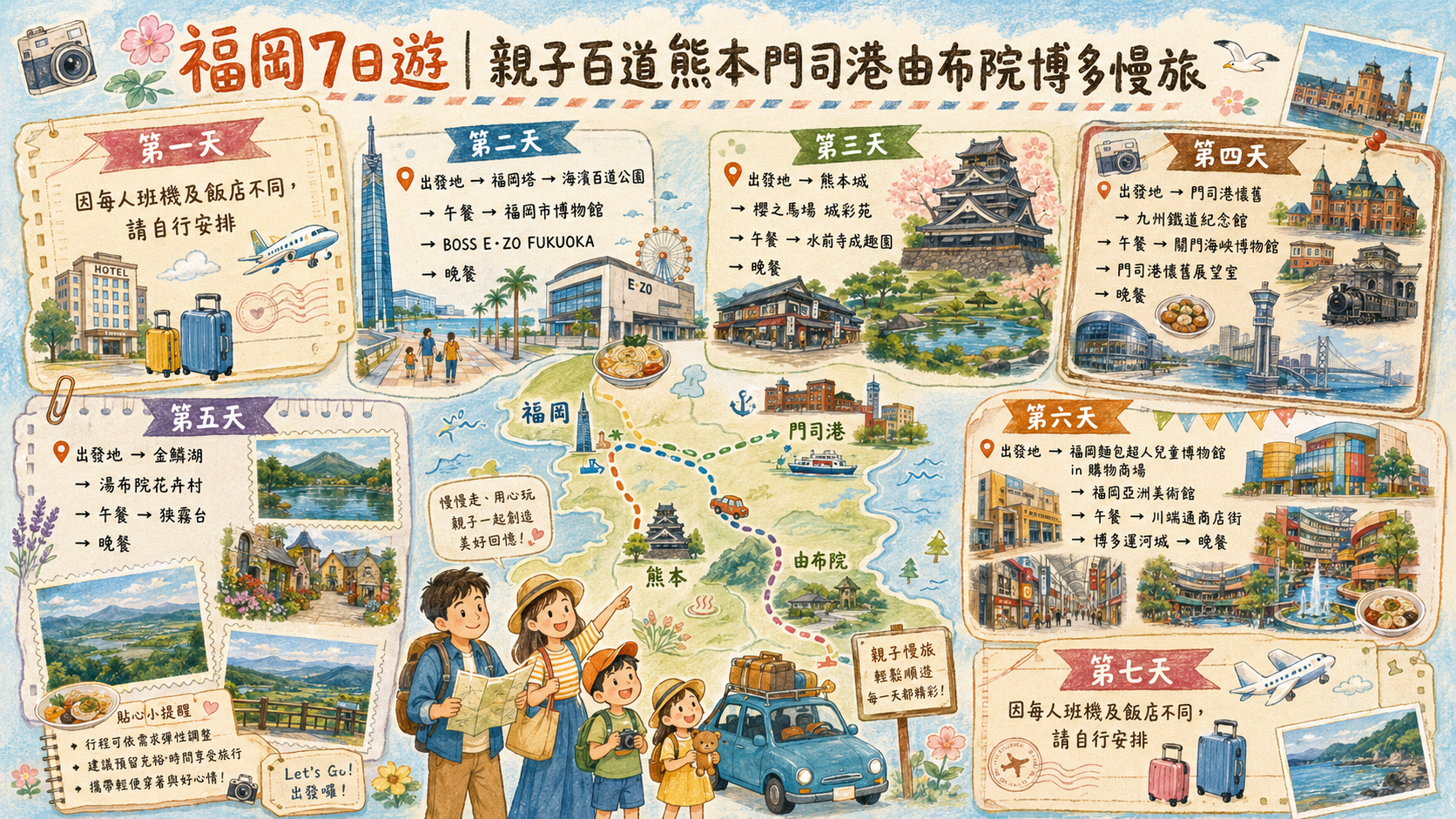 福岡7日遊｜親子百道熊本門司港由布院博多慢旅