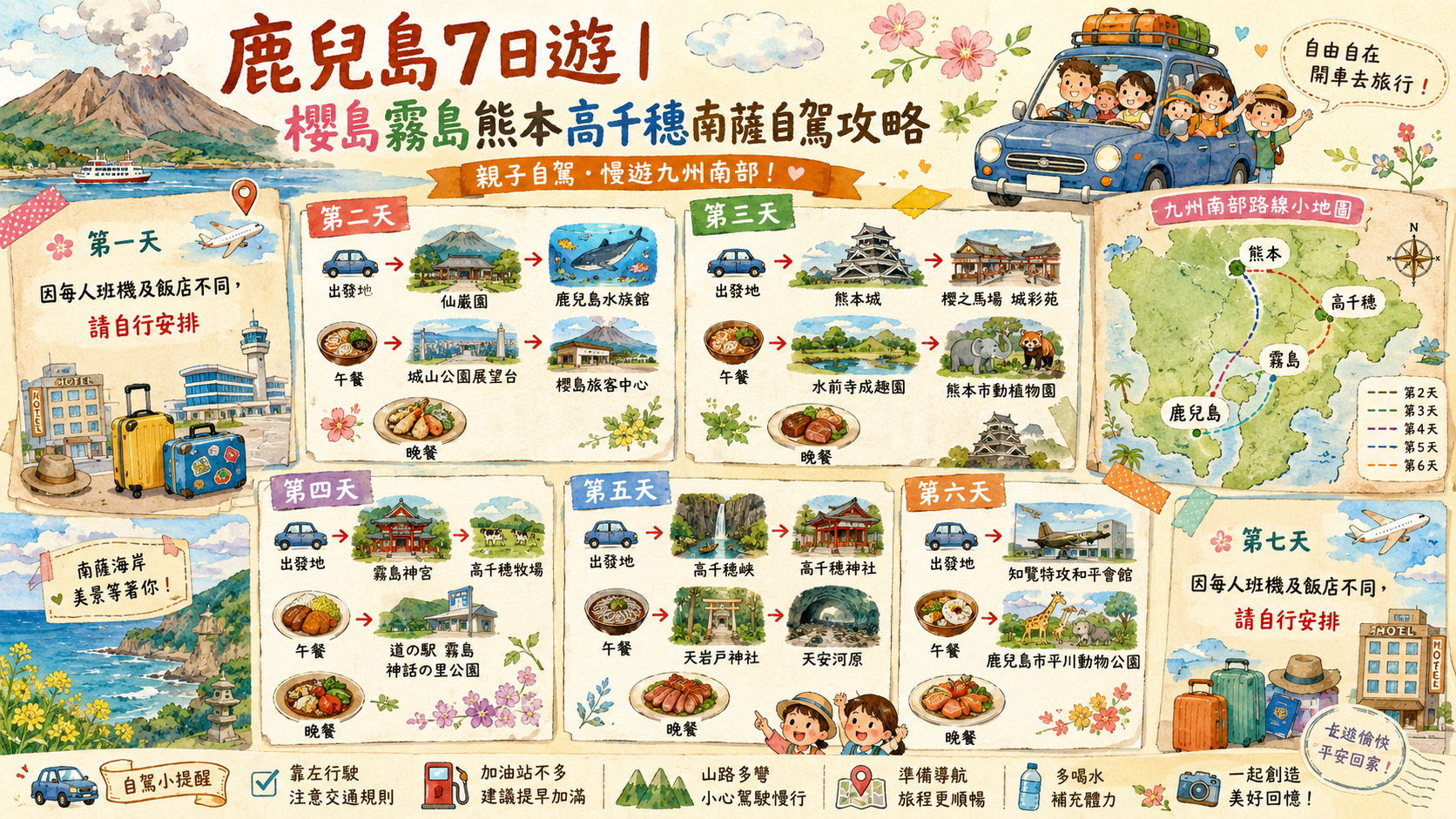 鹿兒島7日遊｜櫻島霧島熊本高千穗南薩自駕攻略