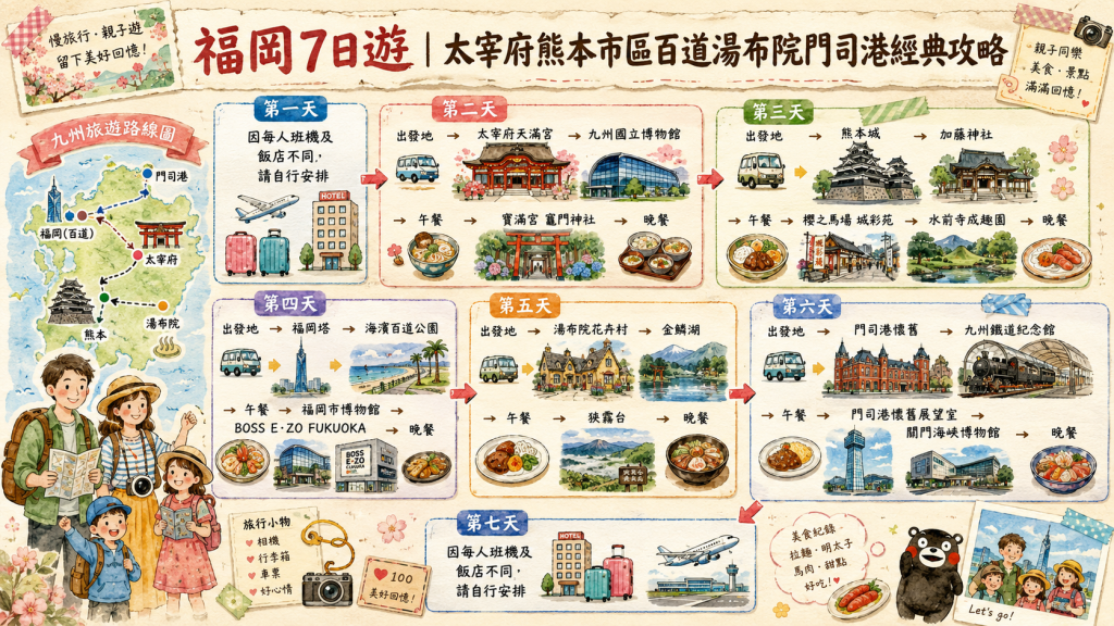 福岡7日遊｜太宰府熊本市區百道湯布院門司港經典攻略