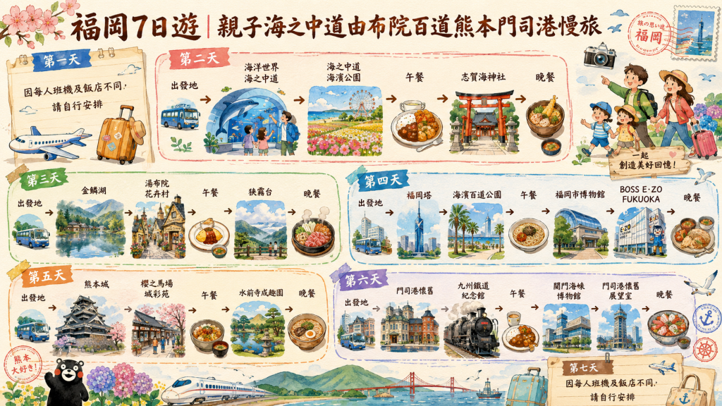 福岡7日遊｜親子海之中道由布院百道熊本門司港慢旅