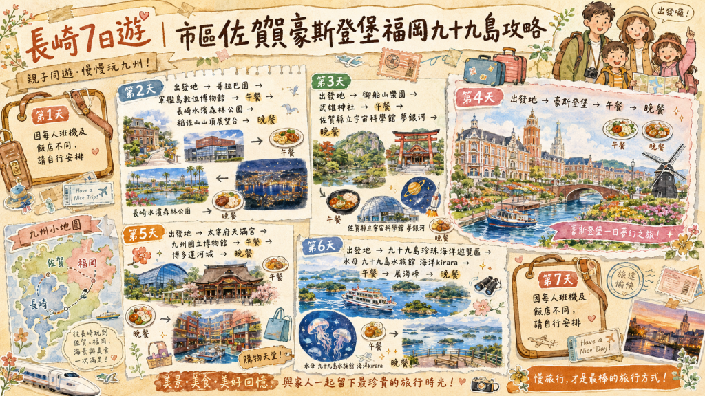 長崎7日遊｜市區佐賀豪斯登堡福岡九十九島攻略