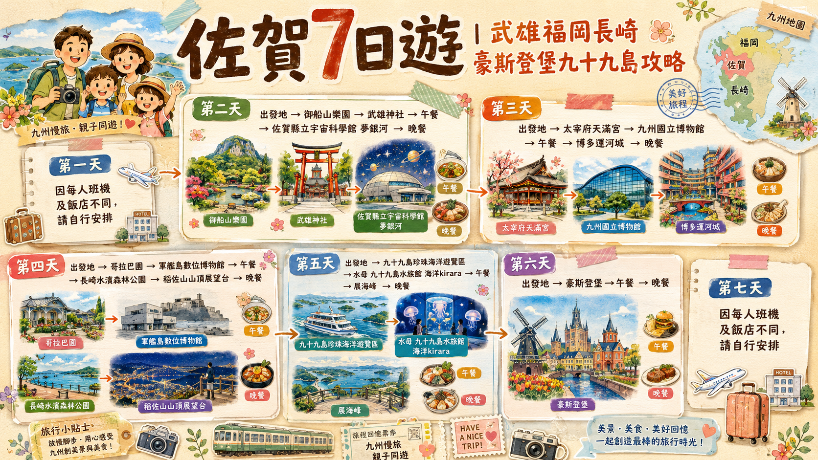 佐賀7日遊|武雄福岡長崎豪斯登堡九十九島攻略