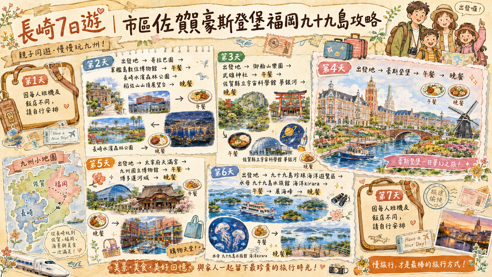 長崎7日遊|市區佐賀豪斯登堡福岡九十九島攻略