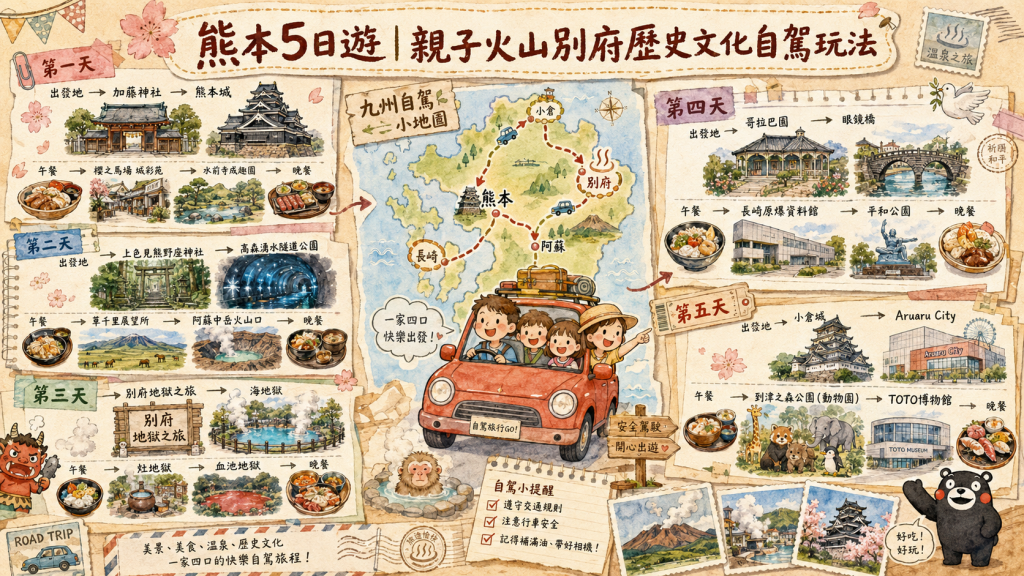 熊本5日遊｜親子火山別府歷史文化自駕玩法