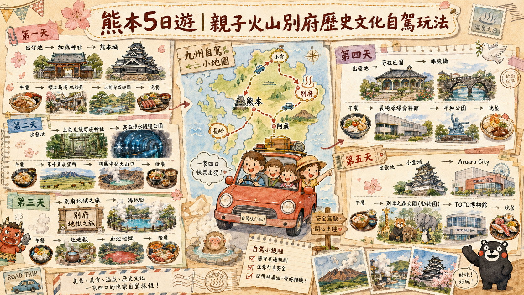 熊本5日遊｜親子火山別府歷史文化自駕玩法