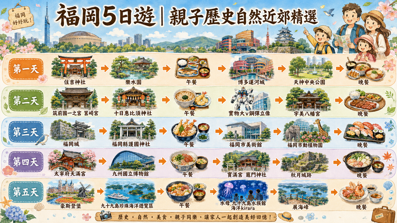 福岡5日遊｜親子歷史自然近郊精選
