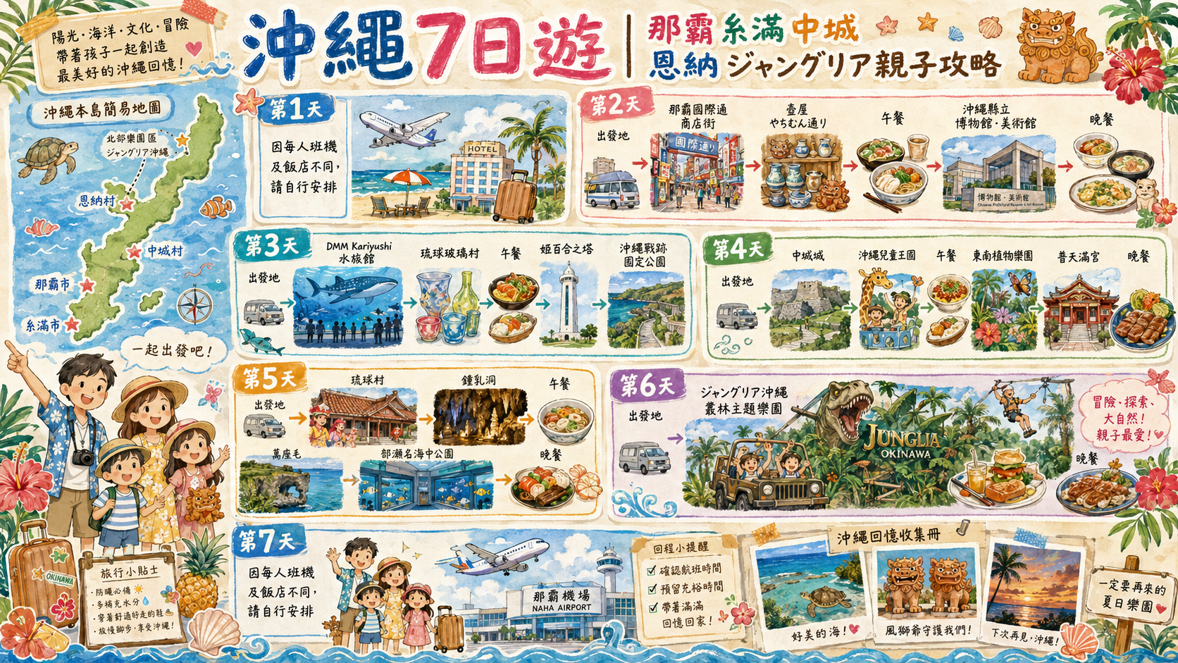 沖繩7日遊｜那霸糸滿中城恩納ジャングリア親子攻略
