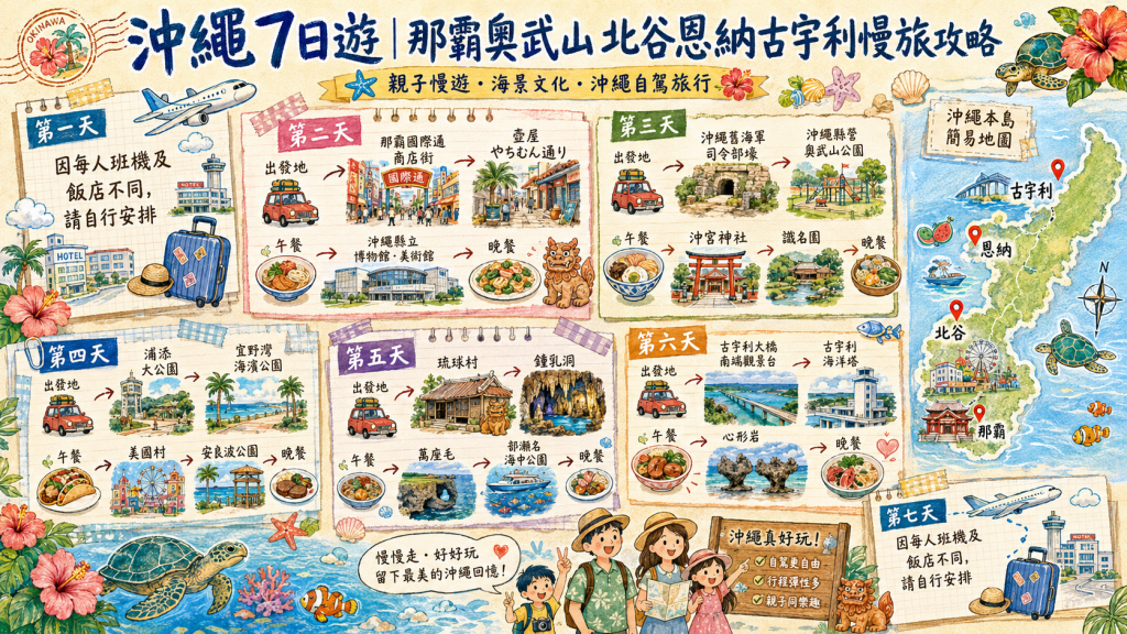 沖繩7日遊｜那霸奧武山北谷恩納古宇利慢旅攻略