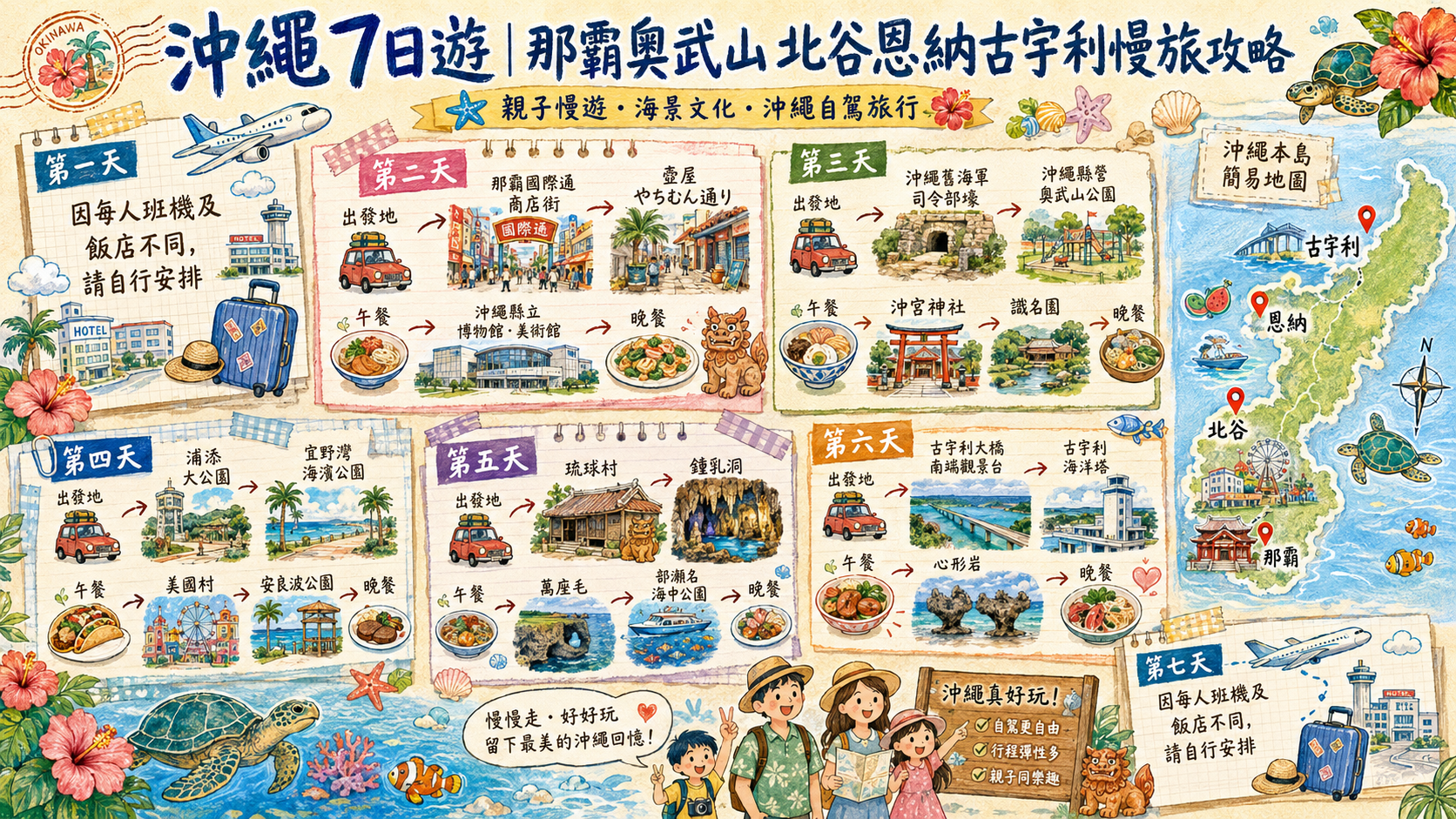 沖繩7日遊｜那霸奧武山北谷恩納古宇利慢旅攻略