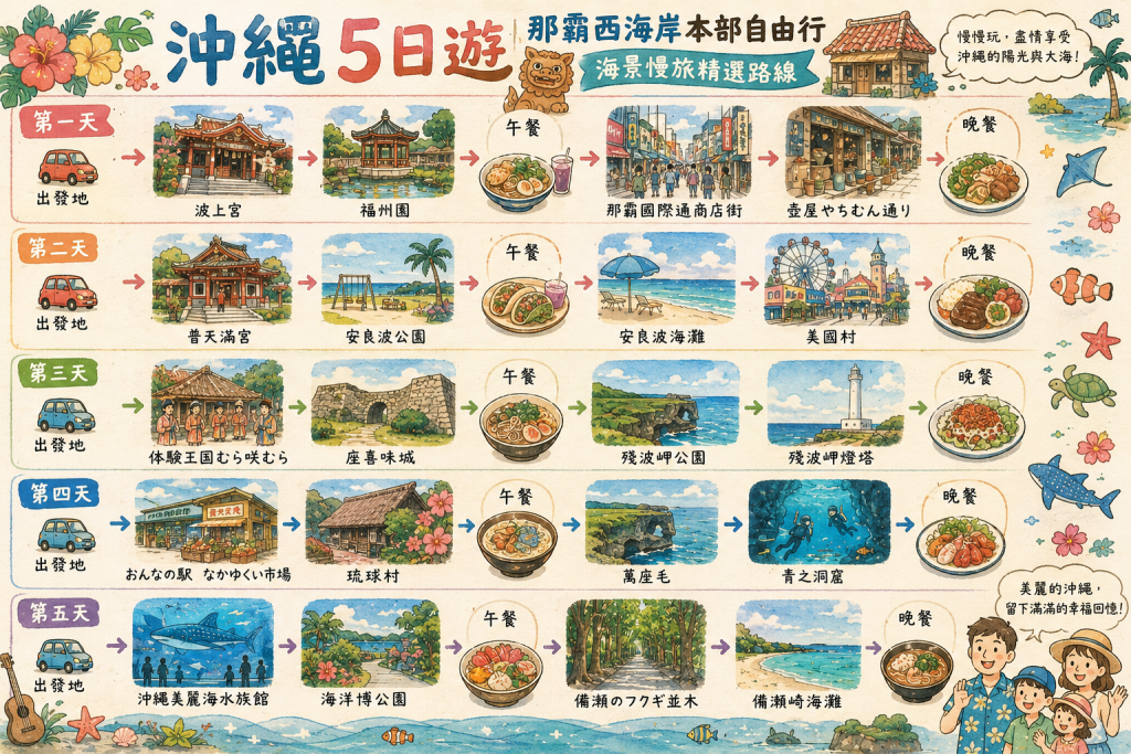 沖繩5日遊｜那霸西海岸本部自由行海景慢旅精選路線