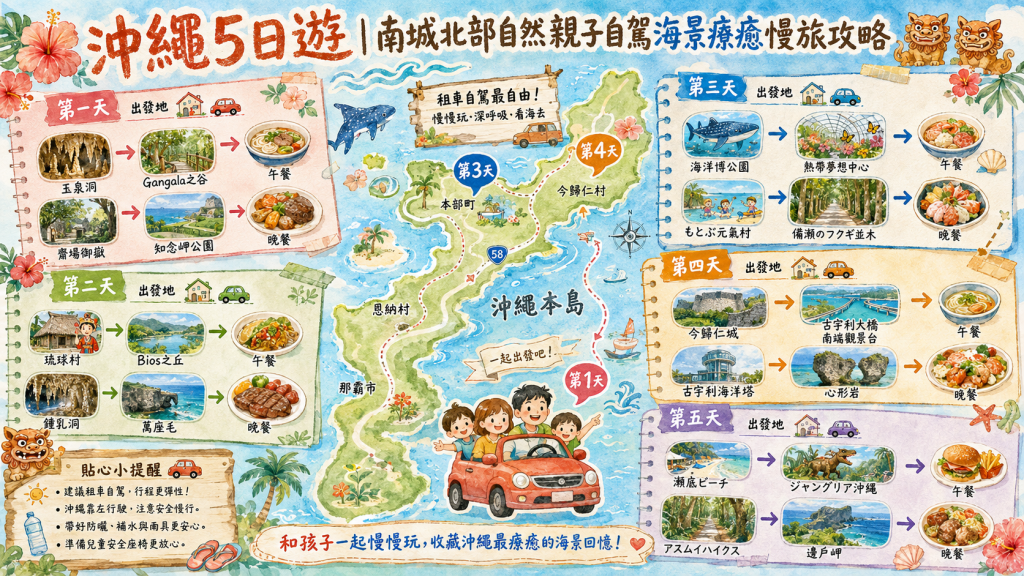 沖繩5日遊｜南城北部自然親子自駕海景療癒慢旅攻略