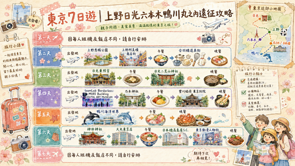 東京7日遊｜上野日光六本木鴨川丸之內遠征攻略
