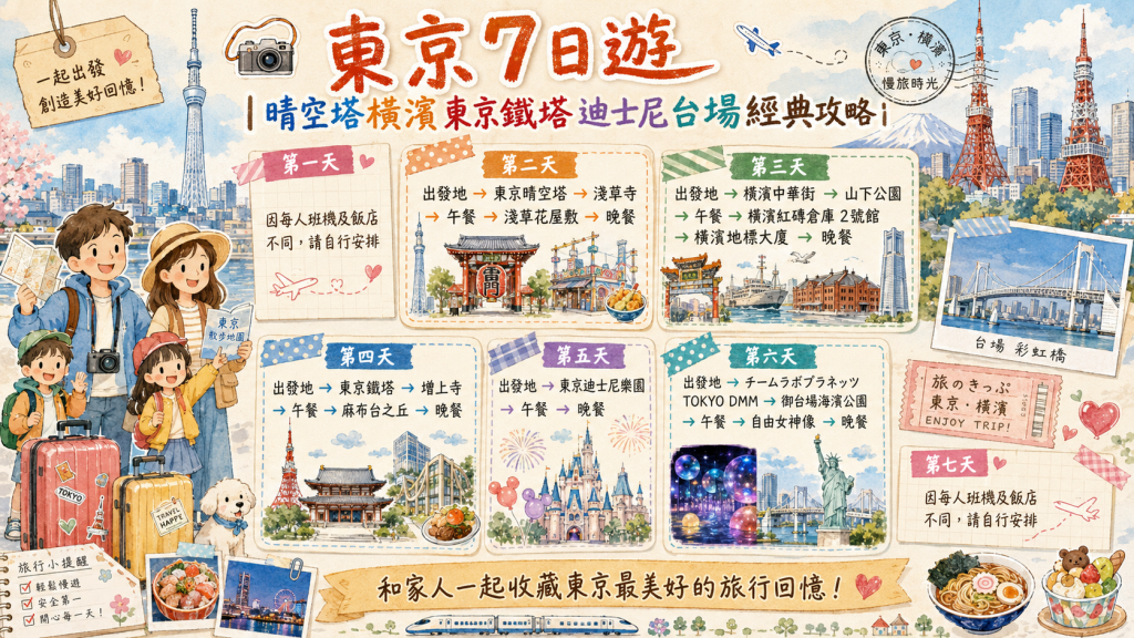 東京7日遊｜晴空塔橫濱東京鐵塔迪士尼台場經典攻略